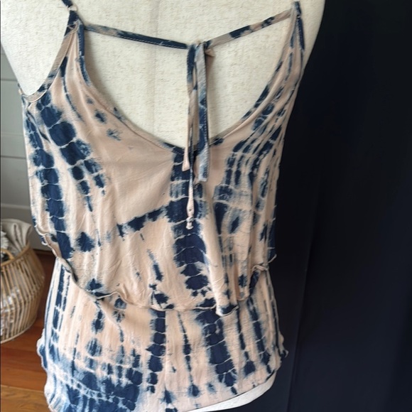 Mimi Chica Tie-Dye Spaghetti Strap Top - Blue and Tan, Medium - Picture 6 of 7